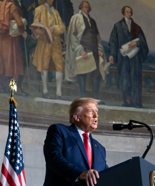 Trump und die alterwürdigen Founding Fathers: Ist die Minderheitsherrschaft schon in der Verfassung angelegt? Foto: The White House via Wikimedia Commons.